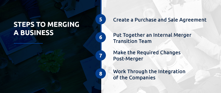 Step 5 through 8 in merging a business.