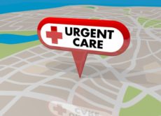 Cartoon map with urgent care pointed out